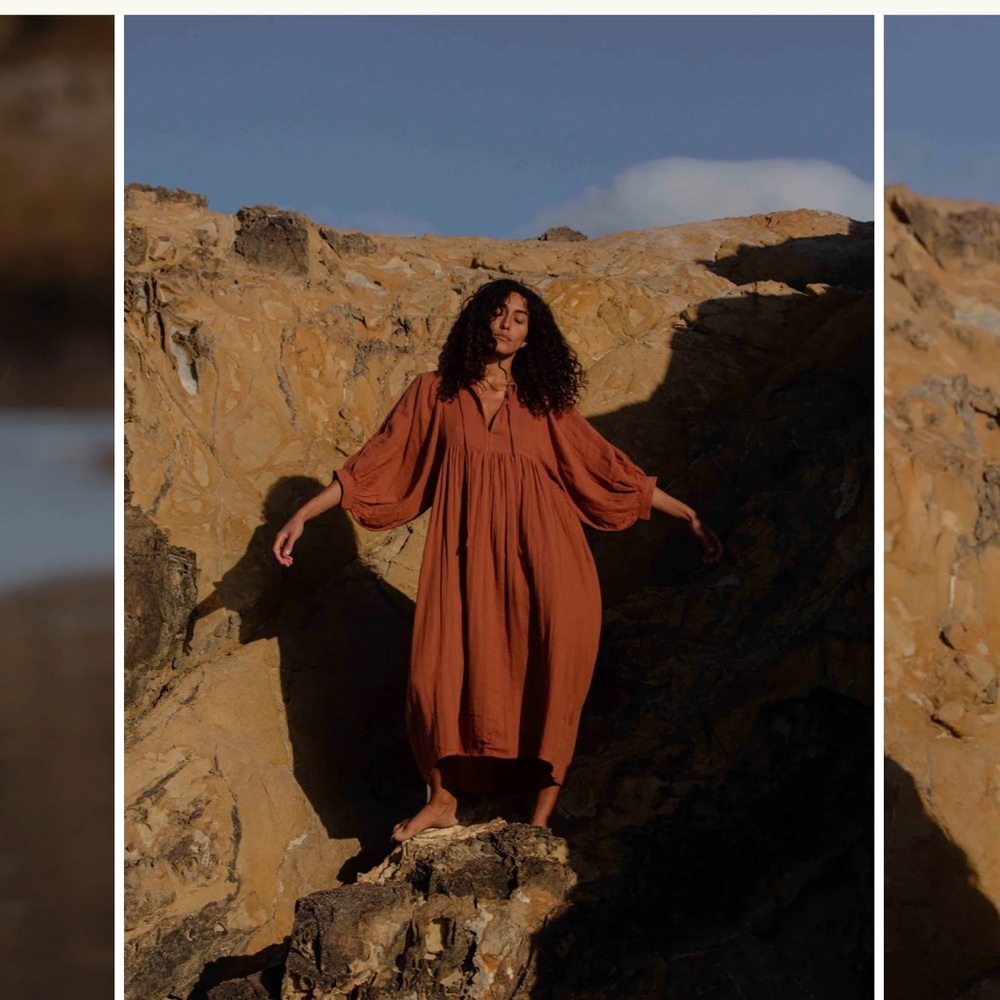 Daughters of India Kyra Midi Dress Rust Guaze